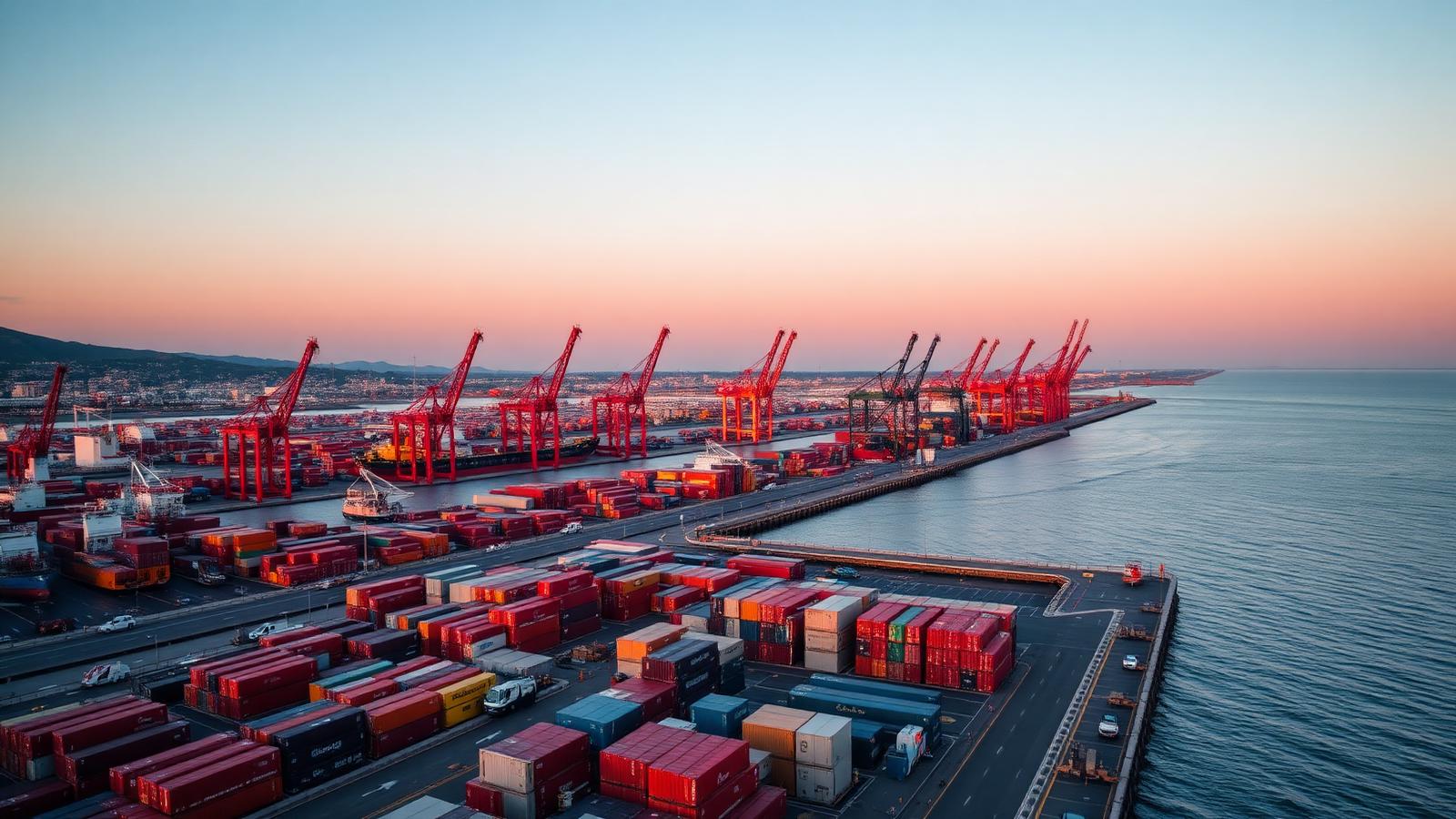 Port of Long Beach at dusk